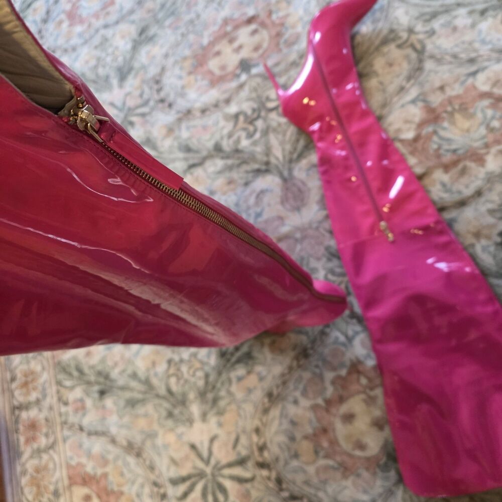 London Rag Women's Thigh-High Pink Boots High Heels Size 9 Side Zip - Picture 7 of 10